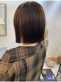 縮毛×梅雨対策×グレージュ×外ハネボブ×ストレートパーマ
