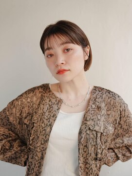 ムク 甲府(muku.) ミディアムヘア/斜めバング/グレージュカラー/甲府駅