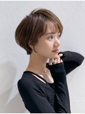 前髪あり耳掛け丸みくびれショートボブ20代30代40代50代(蘭)