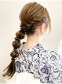 デザインカラーレイヤーカットウェットヘア夏オリーブベージュ