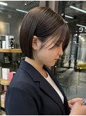 黒髪/ボブウルフ/ネビージュ/小顔/ワンレン/髪質改善/前髪