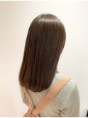 美髪艶小顔大人可愛いダークカラー透明感ベージュストレートロブ