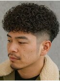 プードルパーマメンズダンディ髭くるくる刈り上げ30代40代50代