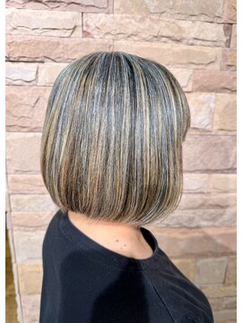 ハイライトカラー/ハイライト/ボブ/ショート/髪質改善/白髪染め