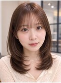 ナチュラルに盛れる　顔まわりレイヤー×艶ブラウンベージュ