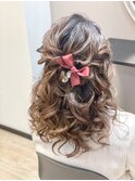 フェミニンハーフアップ ヘアセット