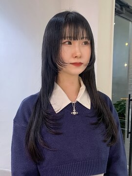 ロンドエニカ 大宮(Lond enika) ウルフ韓国アッシュカラーレイヤーロンググレーベージュ[大宮]