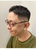 フェード/ベリーショート/アップバング/カジュアル/眉毛