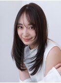 20代30代大人かわいい小顔くびれレイヤーカット黒髪前髪韓国風