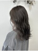 20代30代小顔ゆるふわミディイヤリングカラー シルバーベージュ