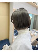 ミニボブオリーブグレージュブリーチなしダブルカラー/恵比寿