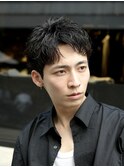 渋谷緩めスパイキーパーマルーズショートメンズショート