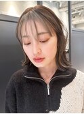 韓国ヘアおくれ毛くびれミディショートブロンド_39841