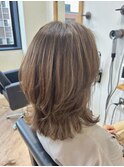 ミディアムレイヤー白髪ぼかし白髪ぼかしハイライト40代50代