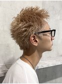 スパイキーショート/ブロンド/ブリーチカラー/抜きっぱなし