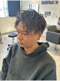 フェザーショートアップバングセンターパートメンズハイライト