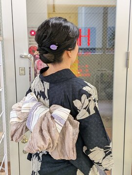 ヒデ美容室 浴衣~シニヨンヘアアレンジ