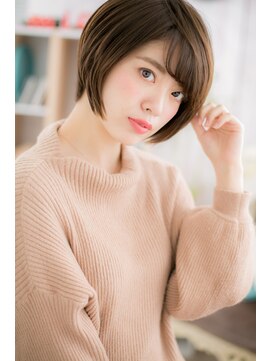 ミック 日暮里店(miq) 素髪感が魅力！斜めバングダークアッシュ前下がりボブb1