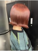 ピンクベージュ大人ボブミニウルフショコラベージュインナー