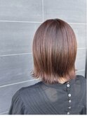 ぷつっとカット外ハネ ショートカットボブ ツヤ髪オレンジカラー