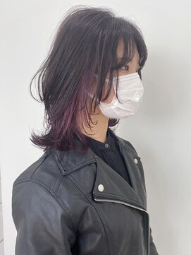 ギグスダブル 栄店(gigs double) レイヤーミディ×インナーカラー★パープル