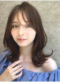 ウェットヘアオリーブベージュ小顔に見せるヘア[銀座]