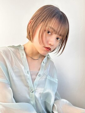 オーバーヘアー 川西店(over hair) シルキーベージュ×ぱつっとボブ