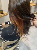インナーカラー×オレンジベージュ/オレンジブラウン