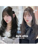 ボタン テンジン(VOTAN tenjin)&nbsp;[votanふうか]レイヤーカット/顔周り/オリーブ/天神韓国ヘア