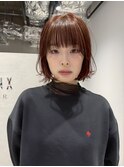 【暖色カラー】外はねボブ×レッドブラウン(東京駅)