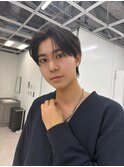 メンズヘアセンターパート ニュアンスパーマ 20代◎
