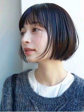 ナックアベノ(knack abeno) ネイビーブラックの大人ショートボブ