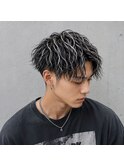 ホワイトメッシュ×縦落ちツイスパ