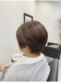 50代/60代/ショートボブ/丸みショート/白髪ぼかし/白髪/八幡宿