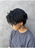 センターパートツイストスパイラルパーマ