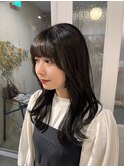 韓国黒髪ロングレイヤーカット/顔周りカット