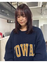 キュエム(Cuem)&nbsp;【Cuem 小原】顔周りレイヤー　ワインレッド　レイヤーカット