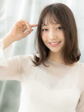 大人かわいい透明感カラー外ハネロブr古河20代30代