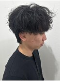 メンズマッシュウルフシャドウパーマルーズパーマ新田太田