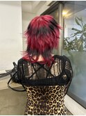 ボーダーヘア　レッド×ブラック