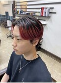 センターパートスペインカールダークアッシュマッシュフェード