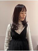 ブリーチなしカシスカラー×ミディアムレイヤー