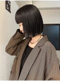 切りっぱなしボブ/前下がり/縮毛矯正/前髪/暗髪/20代/30代/仙台