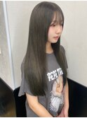 【オリーブベージュ/ブリーチなしダブルカラー/ロング/20代】