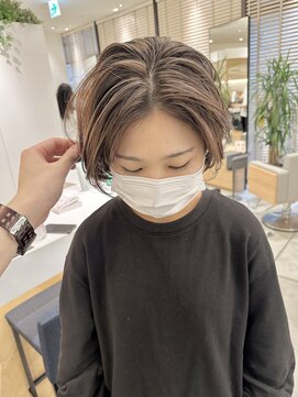 ステアケース ギンザセブン(stair:case ginza7) 大人ハイライトミルクティーベージュショートボブ