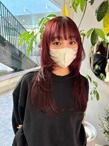 クム(kumu)&nbsp;ブリーチなしカラー◎ワインレッド×韓国風レイヤーカット