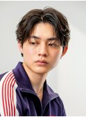 韓国ヘアニュアンスコンマバングセンターパートフェザーパーマ