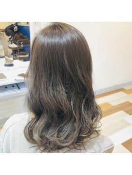 ブルー(BLUE) ロング×バレイヤージュ