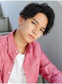 アップバングモテる流行イケメン黒髪モテ髪ツーブロックビジネス