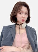 韓国ボブ  ラズベリーピンク レイヤーカット 前髪なし